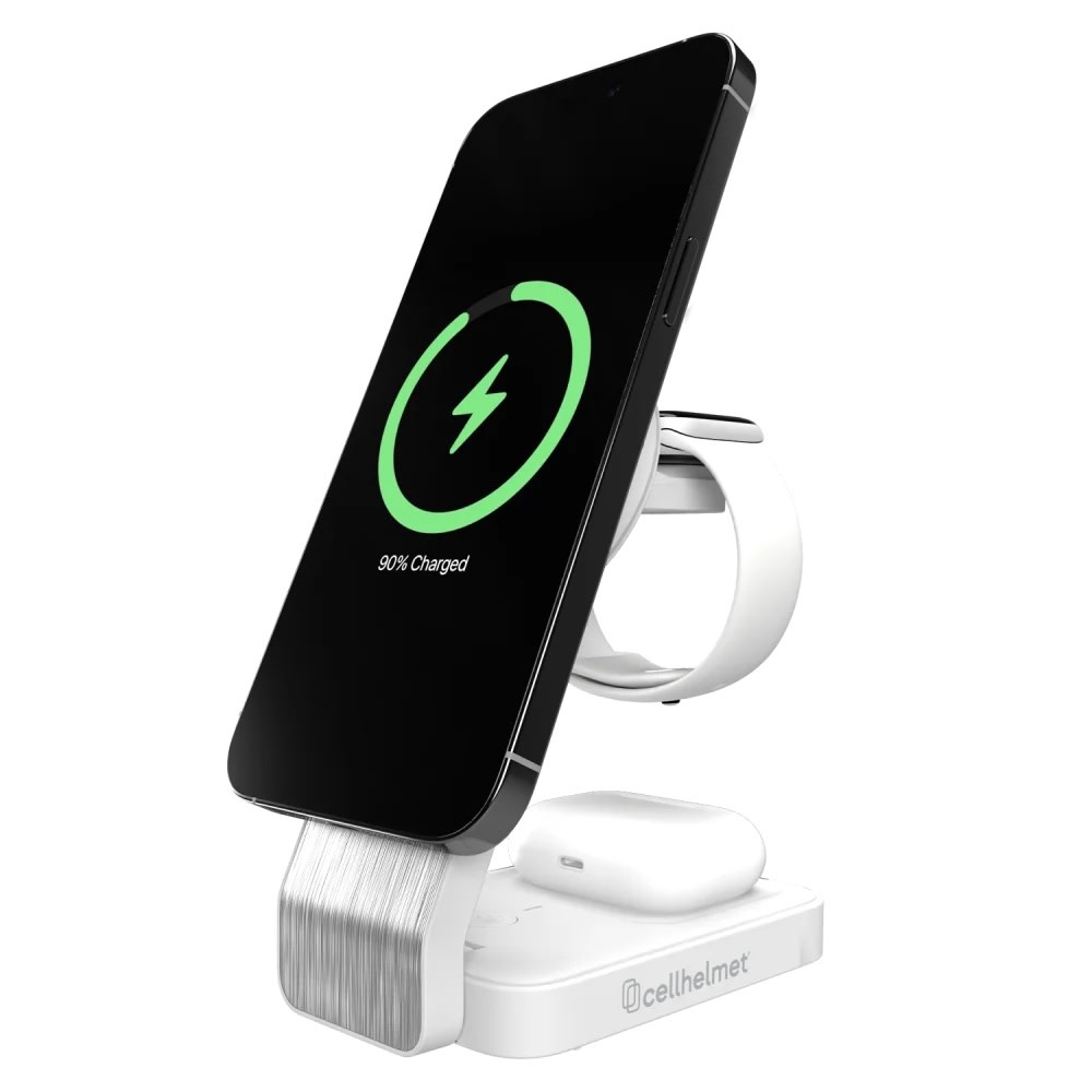 Cellhelmet 3 in 1 Charging Stand with Cable - White