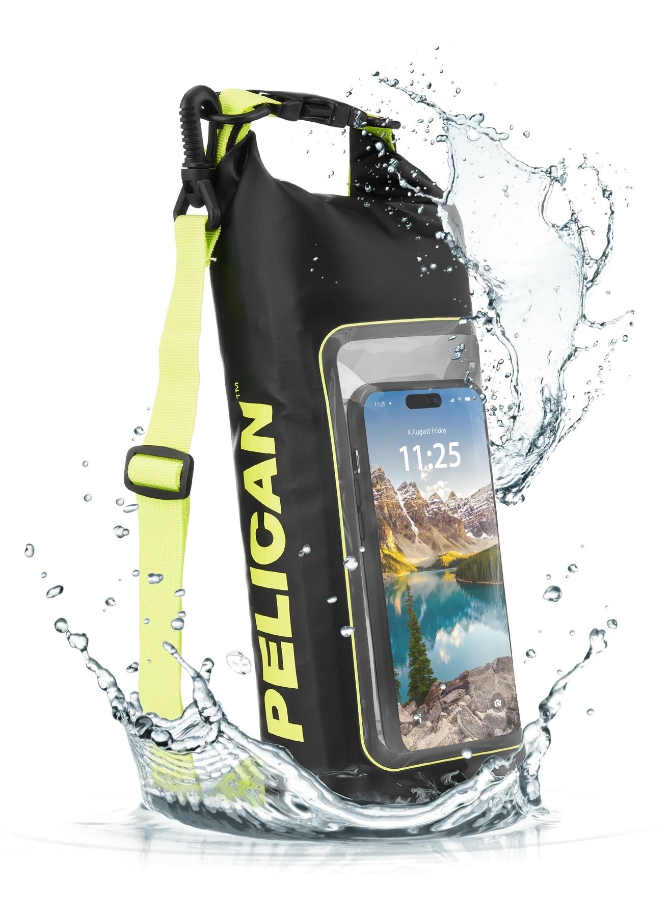 Pelican Marine Water Resistant Dry Bag 2 Liter - Black and Hi-Vis Yellow