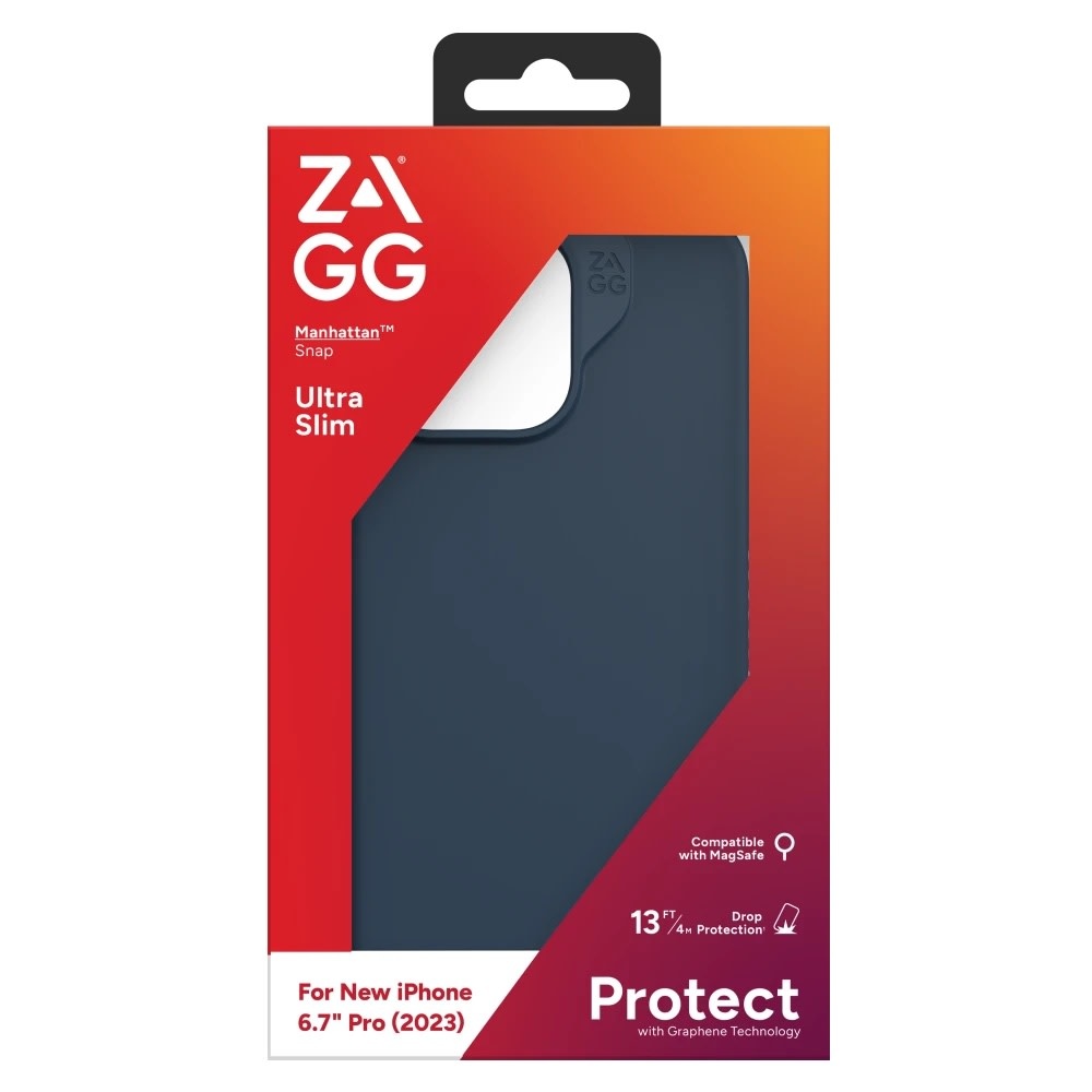 ZAGG Manhattan Snap MagSafe Case for iPhone 15 Pro Max - Navy