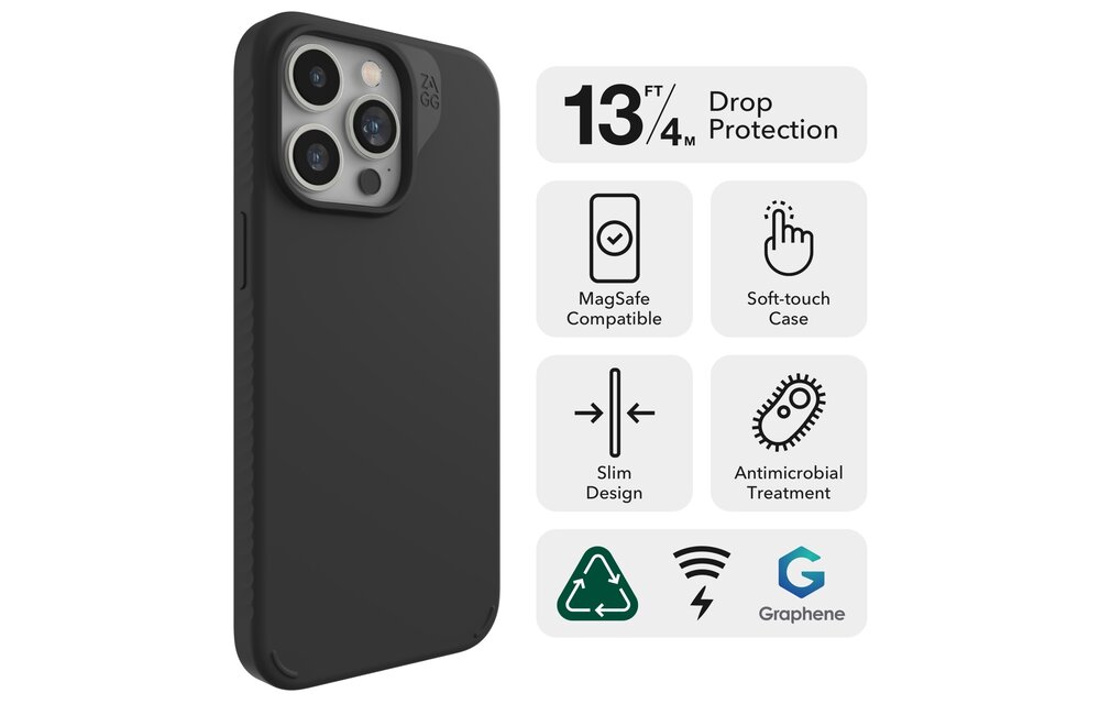 ZAGG Manhattan Snap MagSafe Case for iPhone 15 Pro Max - Black