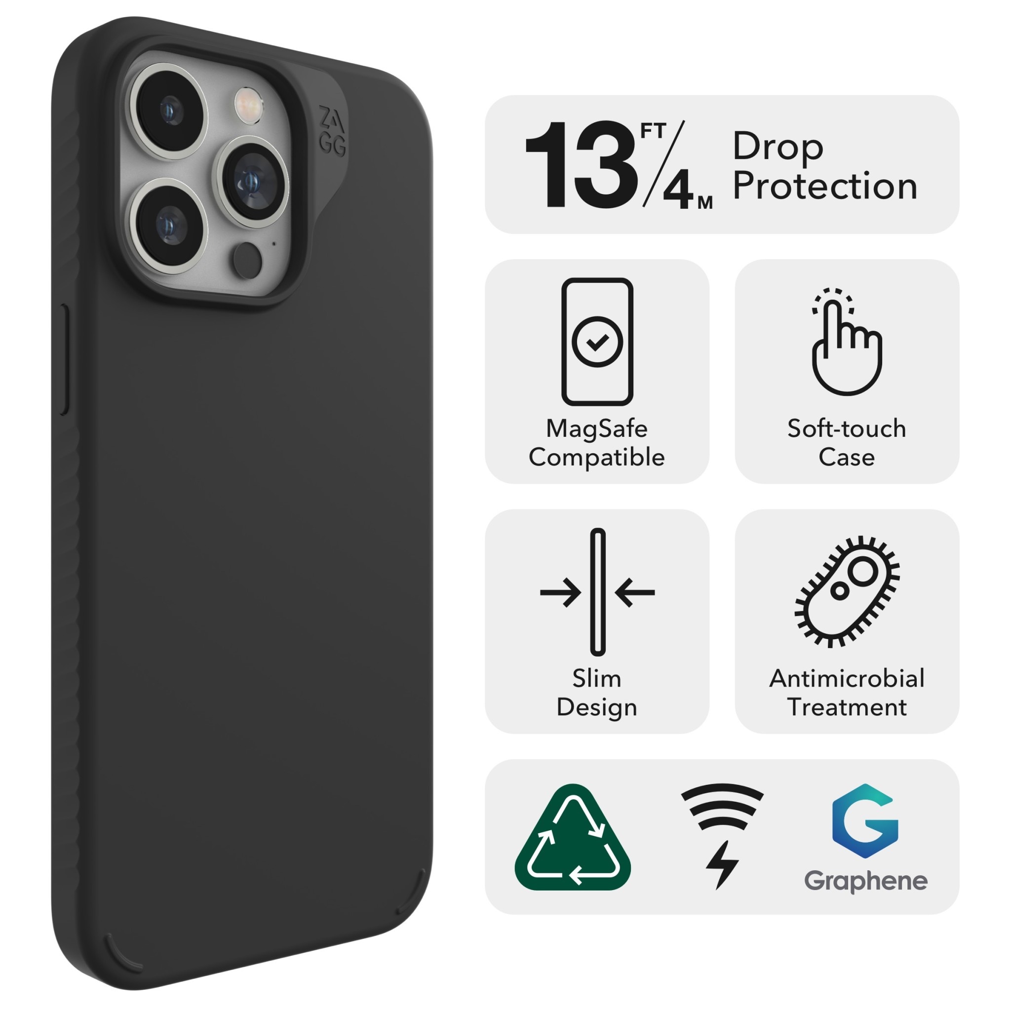 ZAGG Manhattan Snap MagSafe Case for iPhone 15 Pro Max - Black