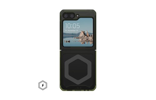 UAG Plyo Pro MagSafe Case for Samsung Galaxy Z Flip 5 - Olive and Space Grey