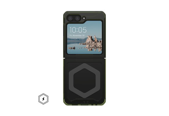 UAG Plyo Pro MagSafe Case for Samsung Galaxy Z Flip 5 - Olive and Space Grey