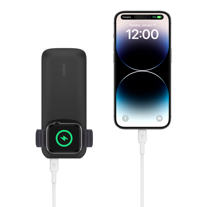 Belkin Boost Charge Pro Fast Wireless Charger and Power Bank 10,000 mAh for Apple Watch , AirPods, iPhone 10K - Black