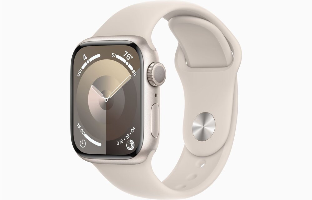 Apple Watch Series 9 GPS, 41mm starlight Aluminium Case with starlight Sport Band - S/M