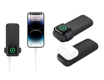 Belkin Boost Charge Pro Fast Wireless Charger and Power Bank 10,000 mAh for Apple Watch , AirPods, iPhone 10K - Black