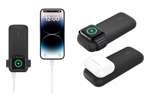 Belkin Boost Charge Pro Fast Wireless Charger and Power Bank 10,000 mAh for Apple Watch , AirPods, iPhone 10K - Black