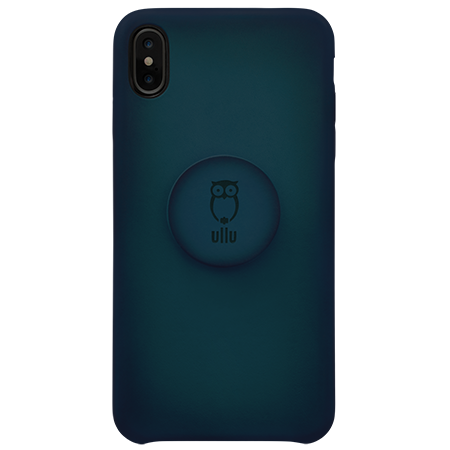 Ullu Hand Colored Premium Leather Poppy Grip and Stand Case for iPhone Xs Max - Deep Sea