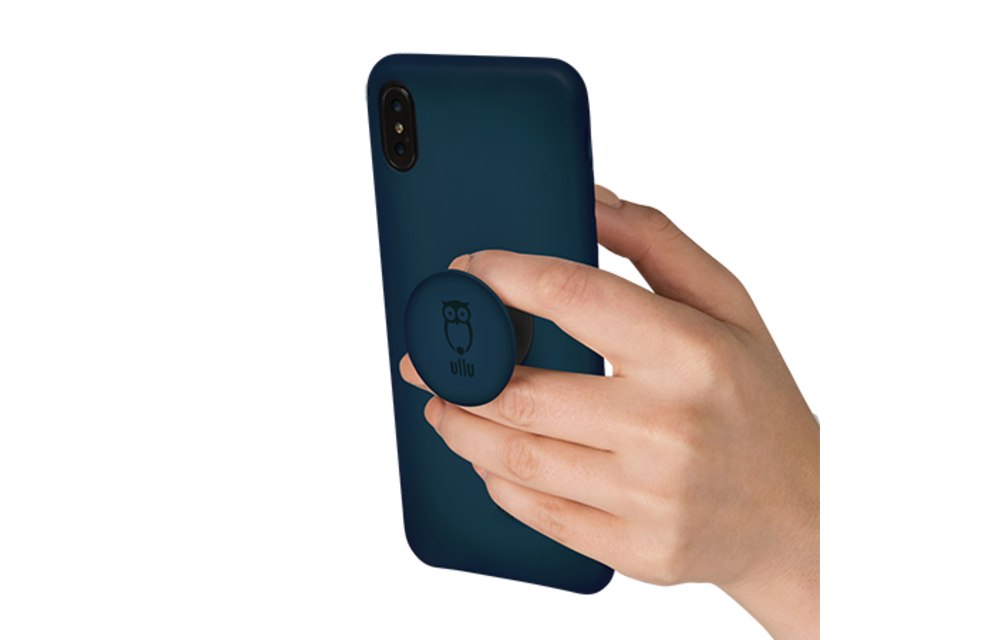 Ullu Hand Colored Premium Leather Poppy Grip and Stand Case for iPhone Xs Max - Deep Sea