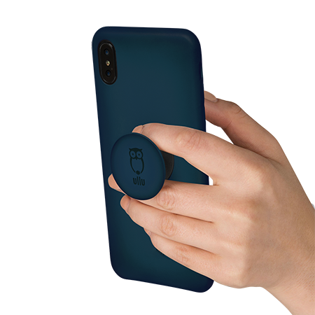 Ullu Hand Colored Premium Leather Poppy Grip and Stand Case for iPhone Xs Max - Deep Sea