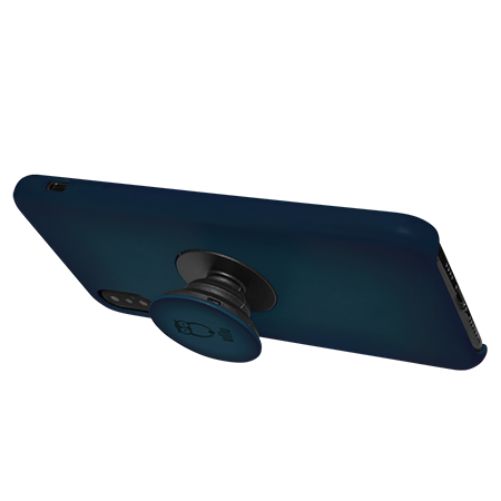 Ullu Hand Colored Premium Leather Poppy Grip and Stand Case for iPhone Xs Max - Deep Sea