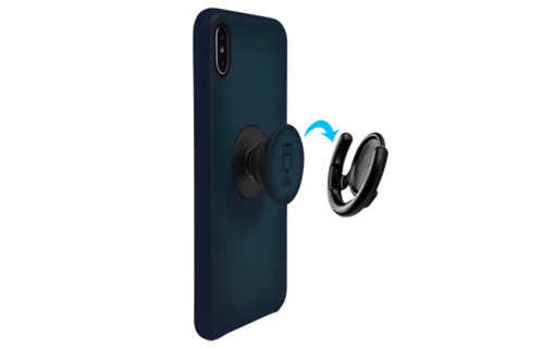 Ullu Hand Colored Premium Leather Poppy Grip and Stand Case for iPhone Xs Max - Deep Sea