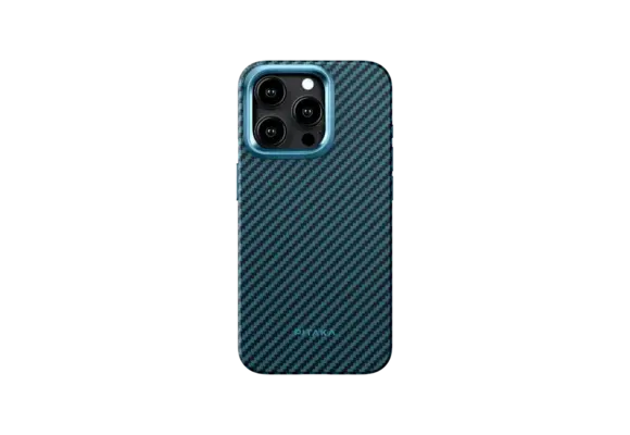 Pitaka MagEZ MagSafe Case Pro 4 for iPhone 15 Pro - 1500D Black/Blue Twill