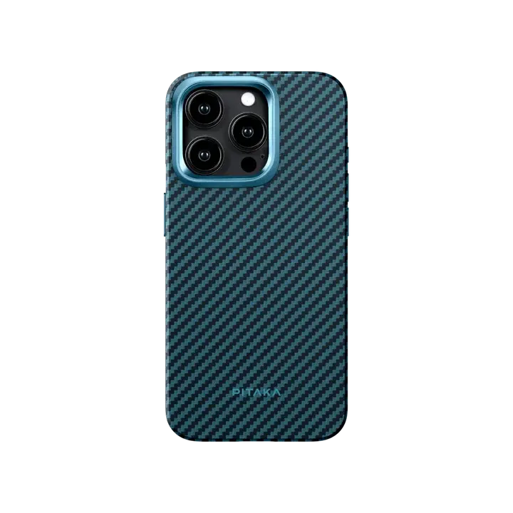 Pitaka MagEZ MagSafe Case Pro 4 for iPhone 15 Pro - 1500D Black/Blue Twill