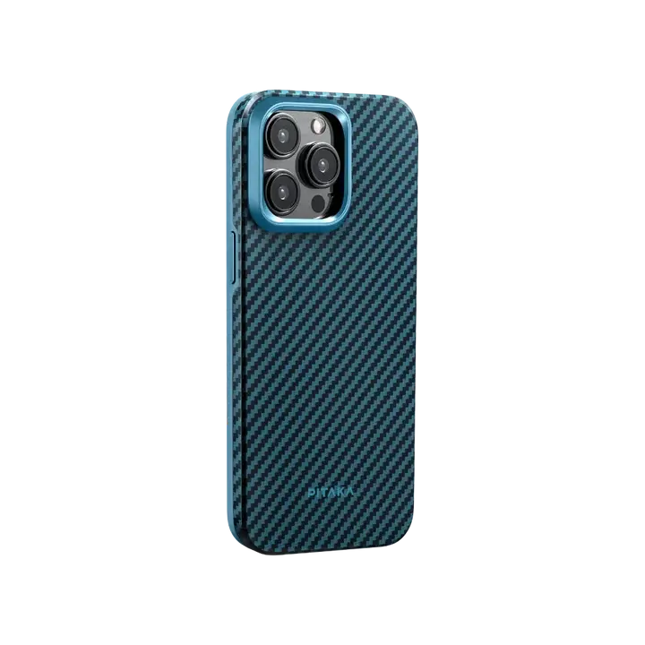Pitaka MagEZ MagSafe Case Pro 4 for iPhone 15 Pro - 1500D Black/Blue Twill