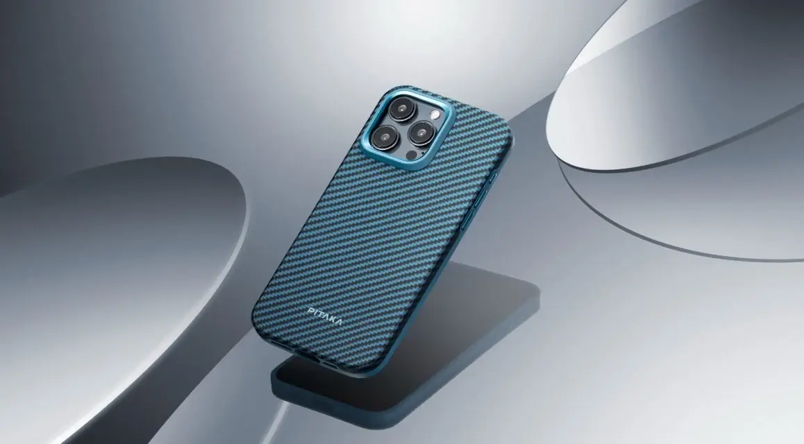 Pitaka MagEZ MagSafe Case Pro 4 for iPhone 15 Pro - 1500D Black/Blue Twill