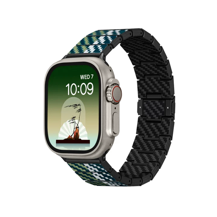Pitaka Chroma Carbon Fiber Poetry Link Bracelet Band for Apple Watch Ultra 49mm & 42,44,45.46mm / 38,40,41.42mm - Wind