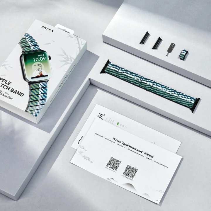 Pitaka Chroma Carbon Fiber Poetry Link Bracelet Band for Apple Watch Ultra 49mm & 42,44,45.46mm / 38,40,41.42mm - Wind