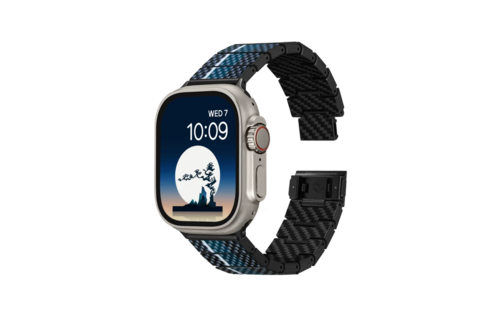 Pitaka Chroma Carbon Fiber Poetry Link Bracelet Band for Apple Watch Ultra 49mm & 42,44,45/46mm / 38,40,41/42mm - Moon