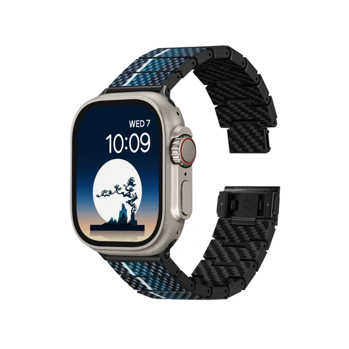 Pitaka Chroma Carbon Fiber Poetry Link Bracelet Band for Apple Watch Ultra 49mm & 42,44,45/46mm / 38,40,41/42mm - Moon