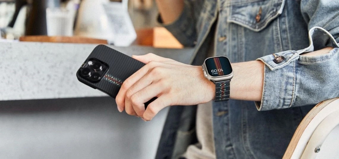 Pitaka Carbon Fiber Link Bracelet Band for Apple Watch Ultra 49mm & 42,44,45.46mm / 38,40,41,42mm - Rhapsody