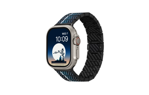 Pitaka Chroma Carbon Fiber Poetry Link Bracelet Band for Apple Watch Ultra 49mm & 42,44,45/46mm / 38,40,41/42mm - Moon
