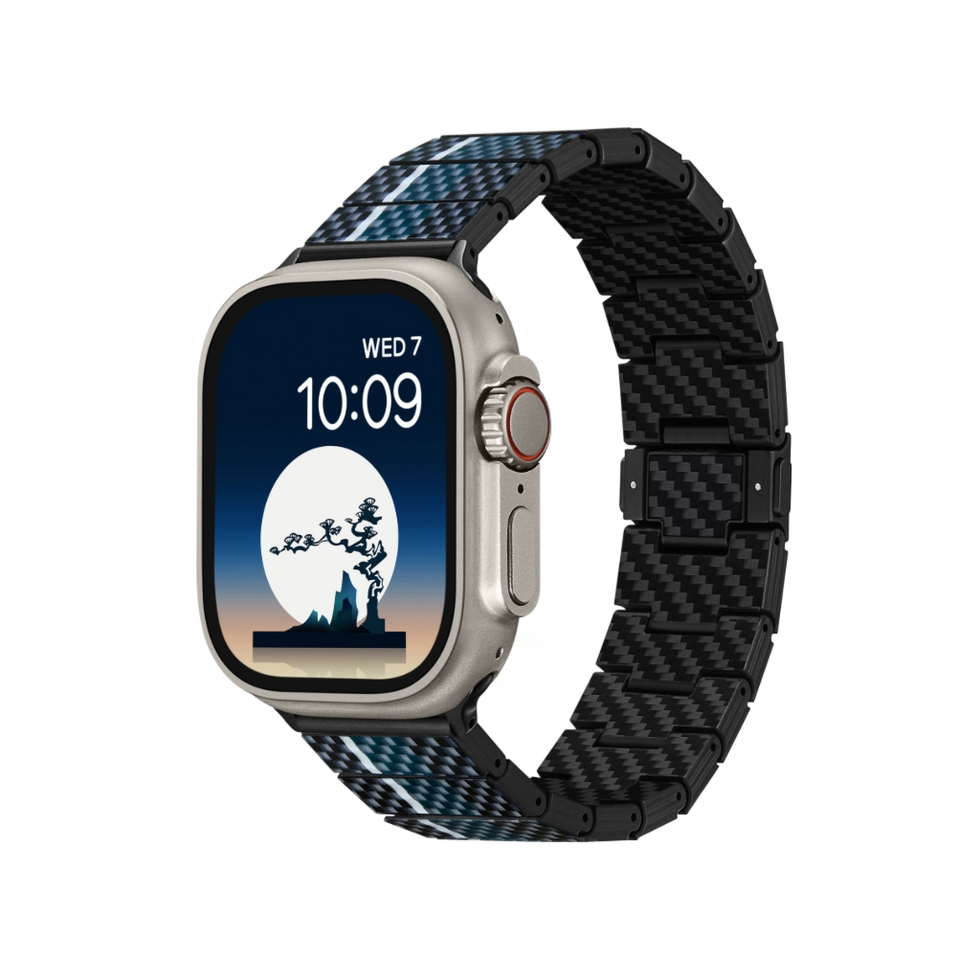 Pitaka Chroma Carbon Fiber Poetry Link Bracelet Band for Apple Watch Ultra 49mm & 42,44,45/46mm / 38,40,41/42mm - Moon