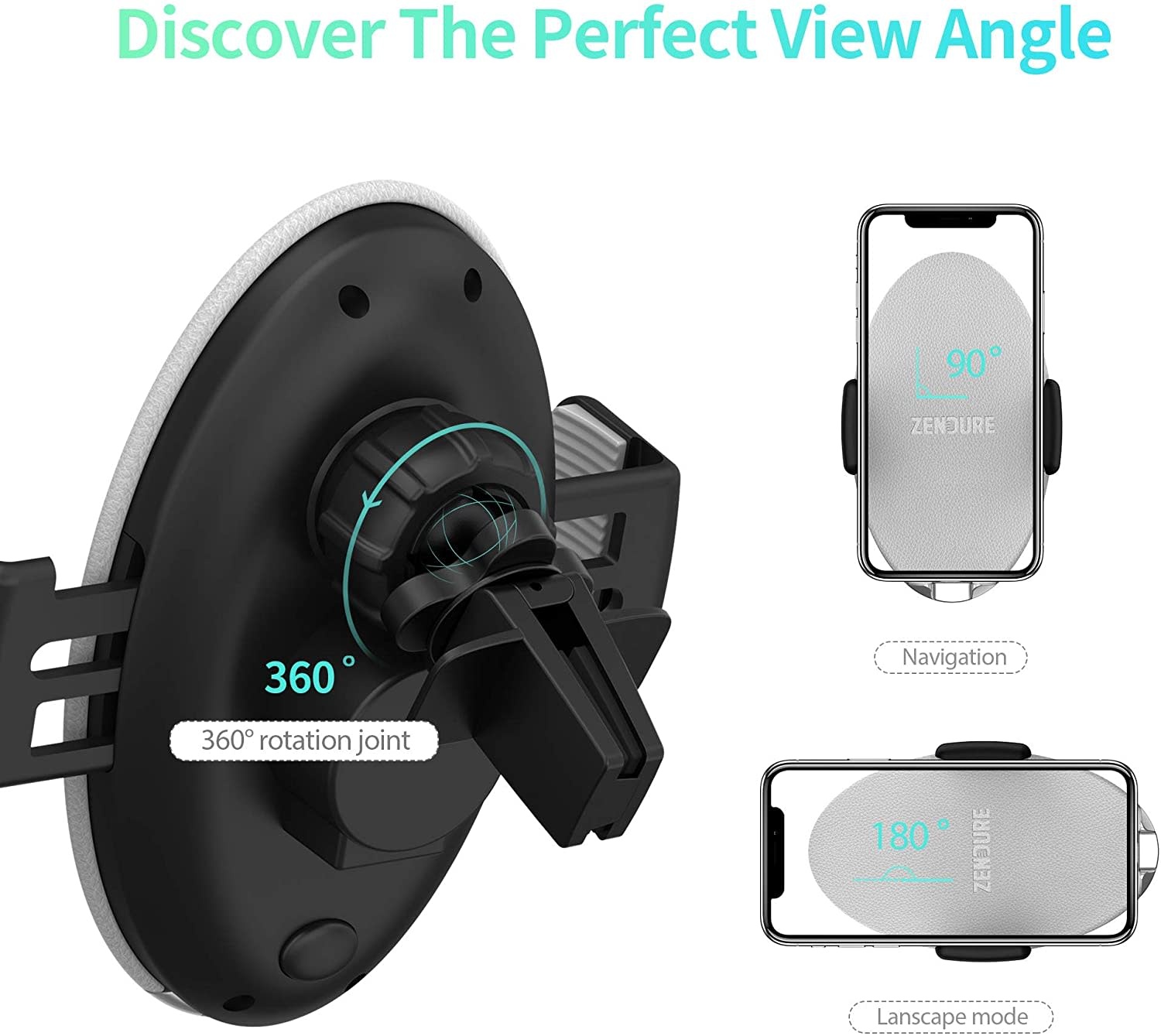 Zendure Q7 Wireless Charger Car Mount with Qu Compatibility - Grey