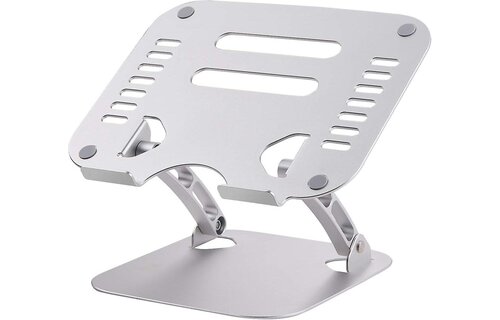 Aluminum Alloy  Notebook and Laptop Stand for Desk, Ergonomic Height Angle Adjustable -  Silver