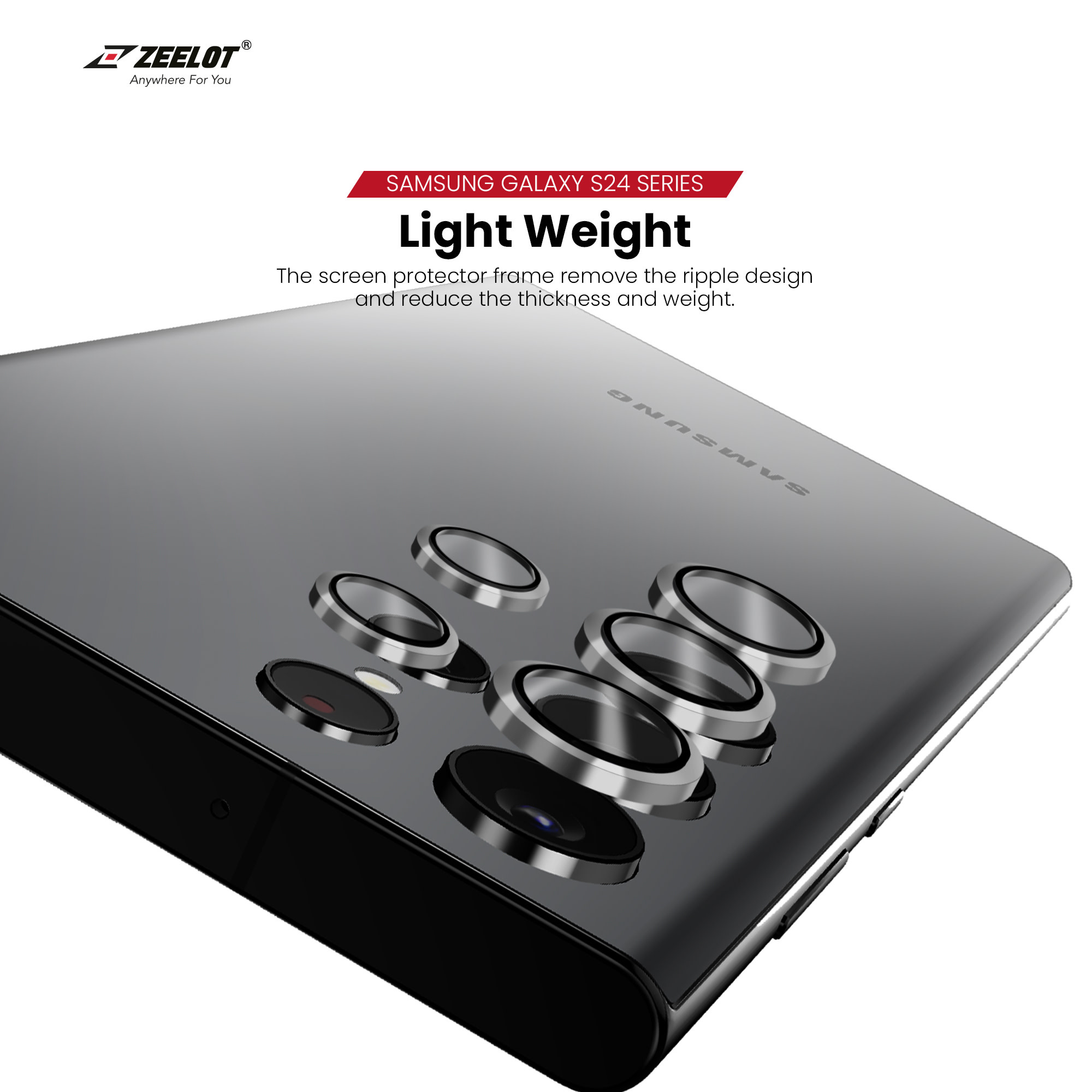 ZEELOT Pishield Titanium Alloy Lens Protector for Samsung Galaxy S24 Ultra - Iridescent