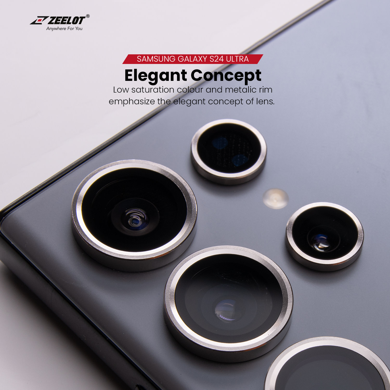 ZEELOT Pishield Titanium Alloy Lens Protector for Samsung Galaxy S24 Plus - Iridescent