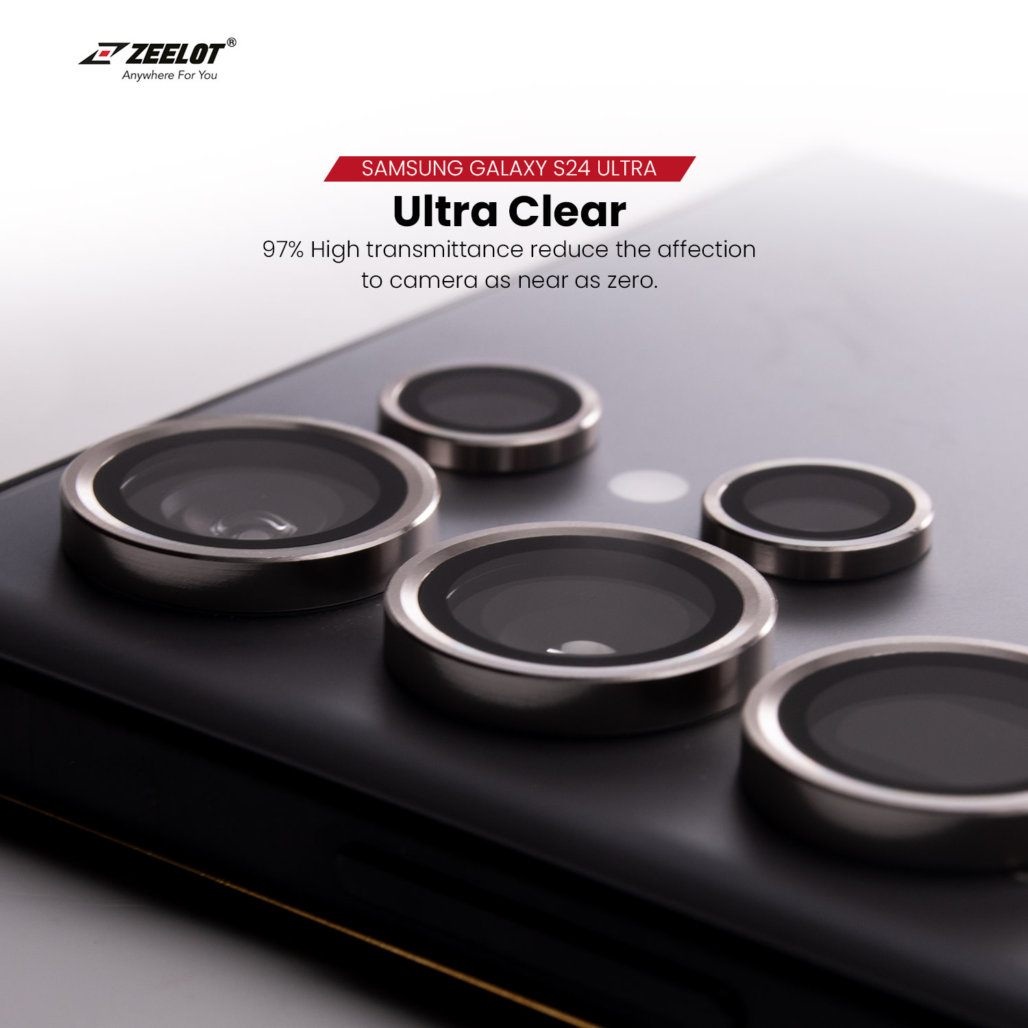 ZEELOT Pishield Titanium Alloy Lens Protector for Samsung Galaxy S24 Plus - Iridescent