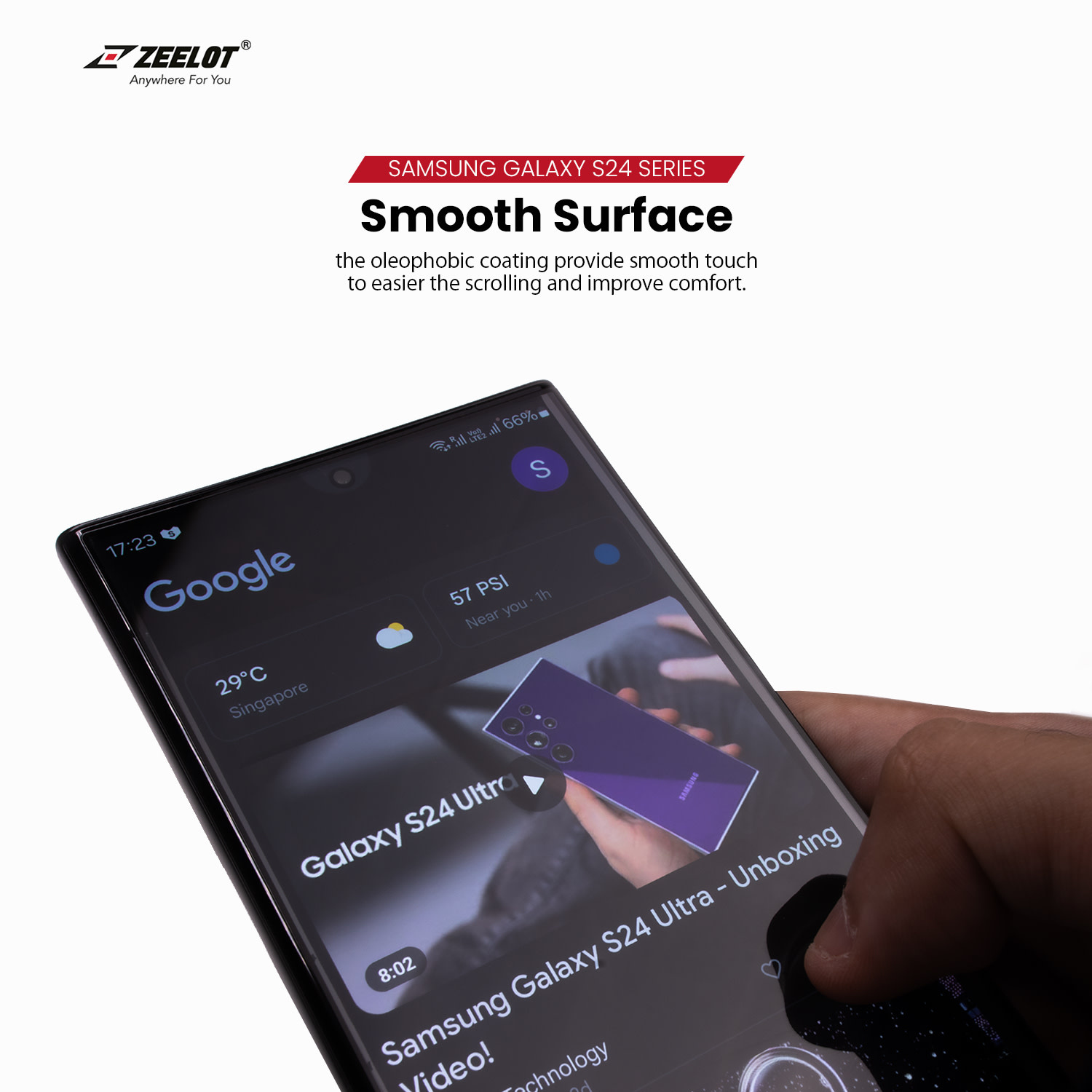 ZEELOT SOLIDsleek 2.5D Tempered Glass Screen Protector for Samsung Galaxy S24 Plus/S25 Plus - Clear