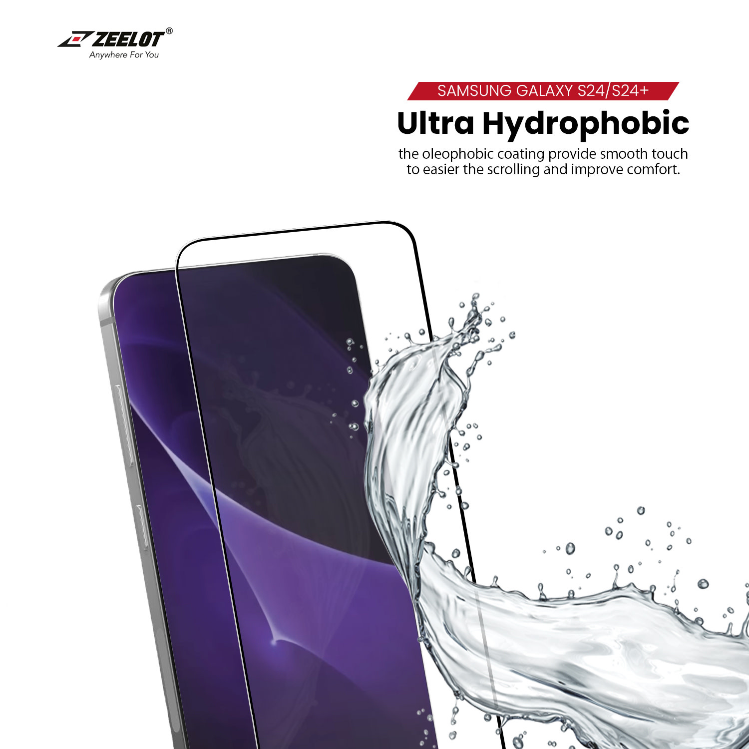 ZEELOT SOLIDsleek 2.5D Tempered Glass Screen Protector for Samsung Galaxy S24 Plus/S25 Plus - Matte Clear