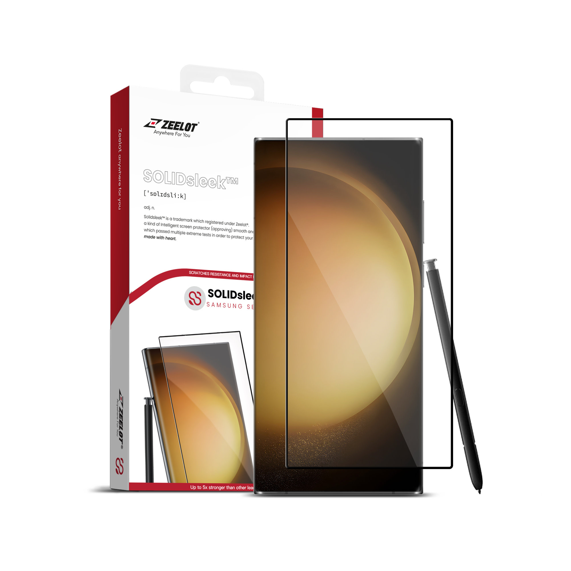 ZEELOT SOLIDsleek 2.5D Tempered Glass Screen Protector for Samsung Galaxy S24 Ultra - Clear