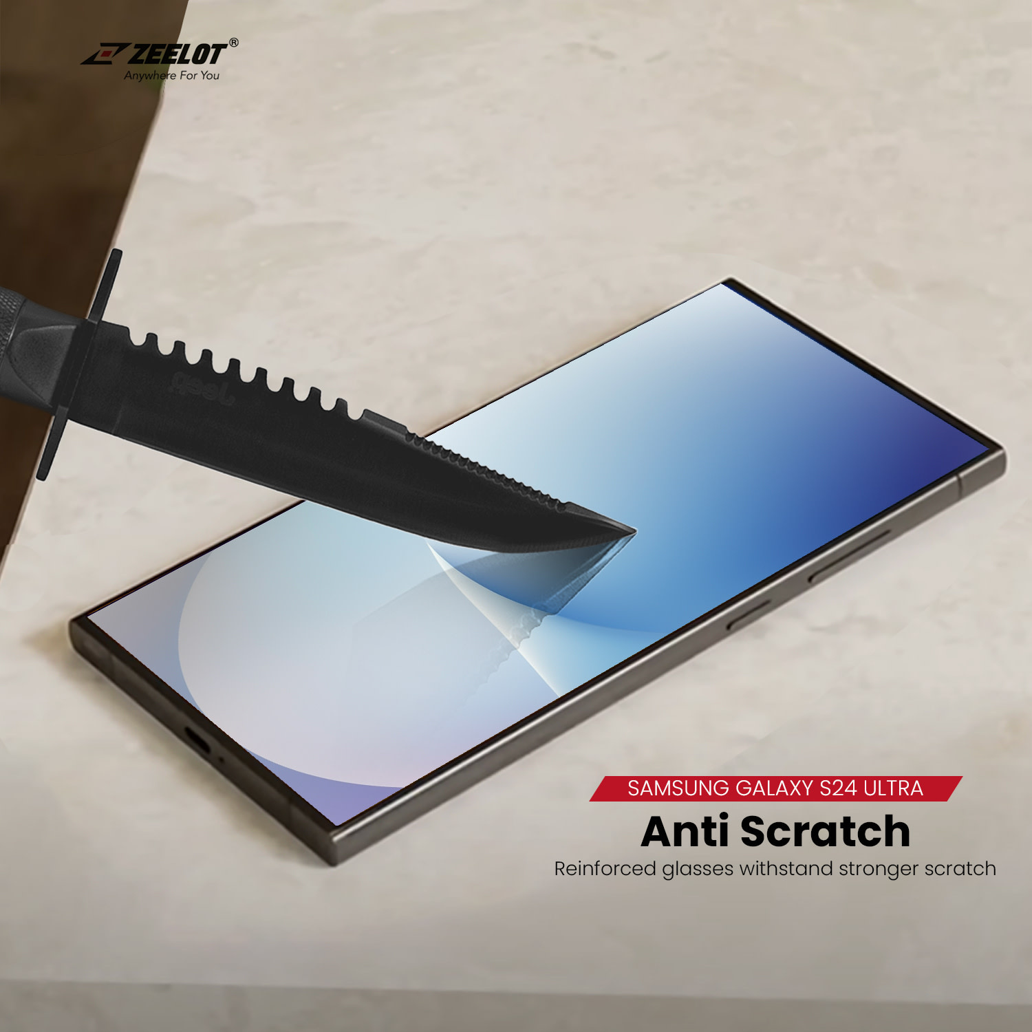 ZEELOT SOLIDsleek 2.5D Tempered Glass Screen Protector for Samsung Galaxy S24 Ultra - Clear