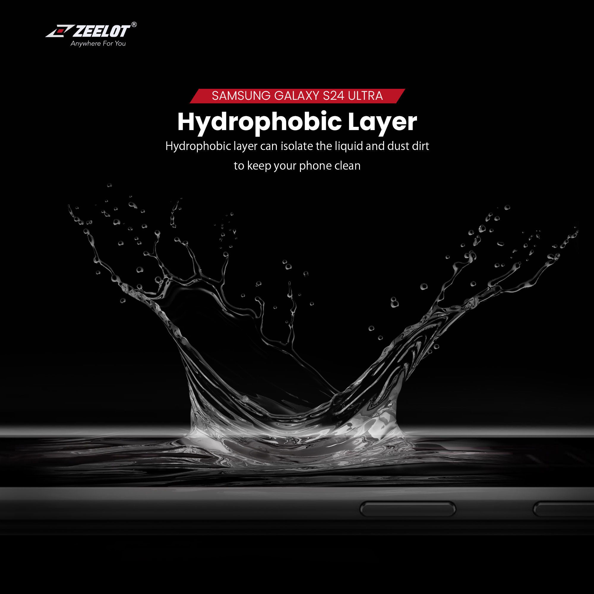 ZEELOT SOLIDsleek 2.5D Tempered Glass Screen Protector for Samsung Galaxy S24 Ultra - Clear