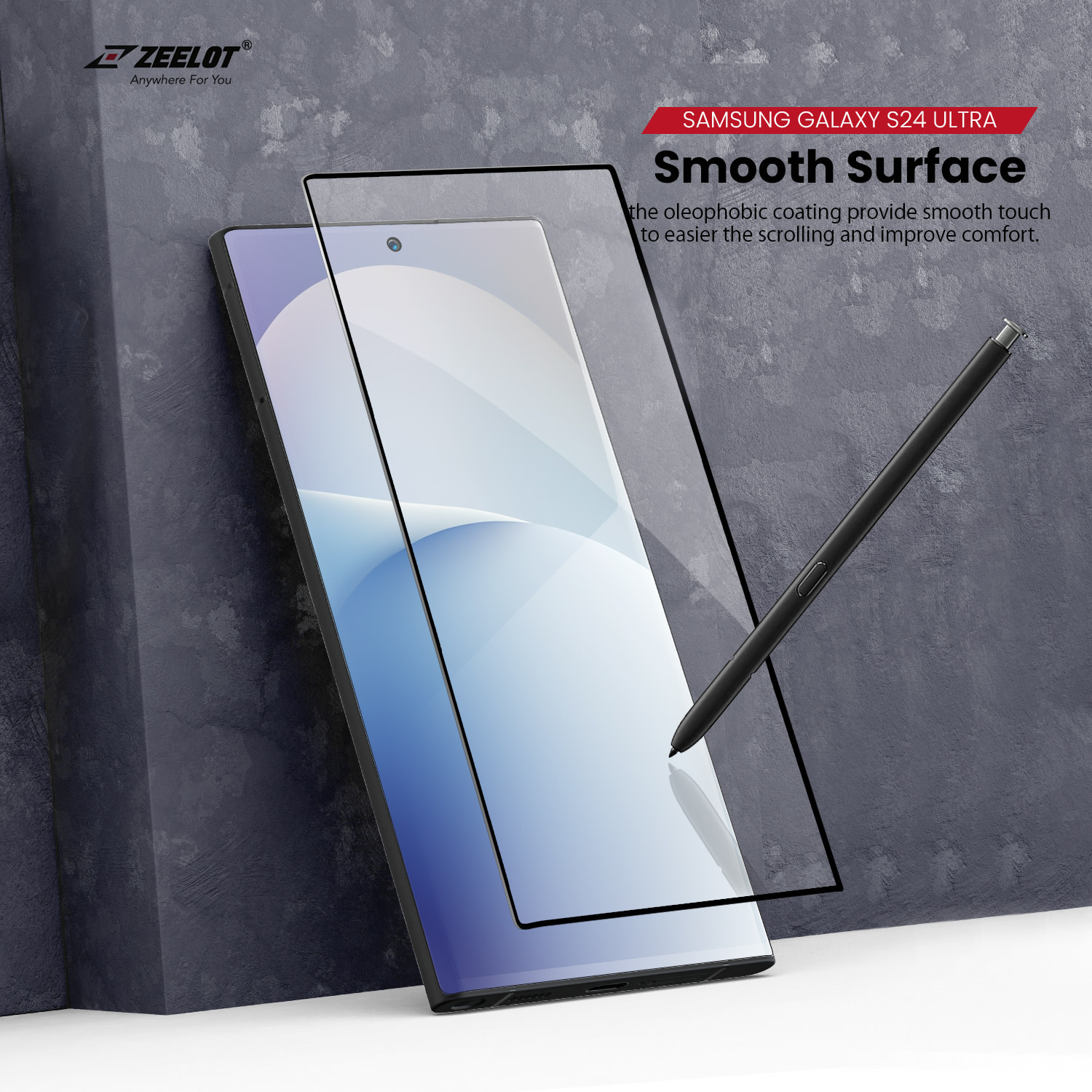 ZEELOT SOLIDsleek 2.5D Tempered Glass Screen Protector for Samsung Galaxy S24 Ultra - Clear