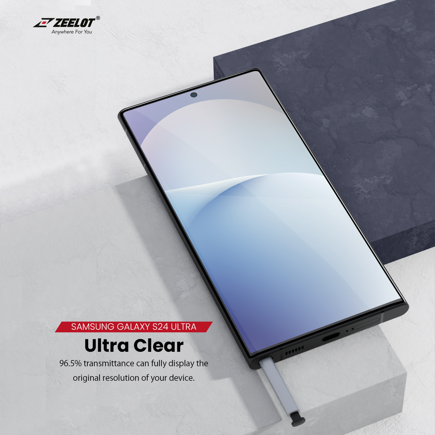 ZEELOT SOLIDsleek 2.5D Tempered Glass Screen Protector for Samsung Galaxy S24 Ultra - Clear