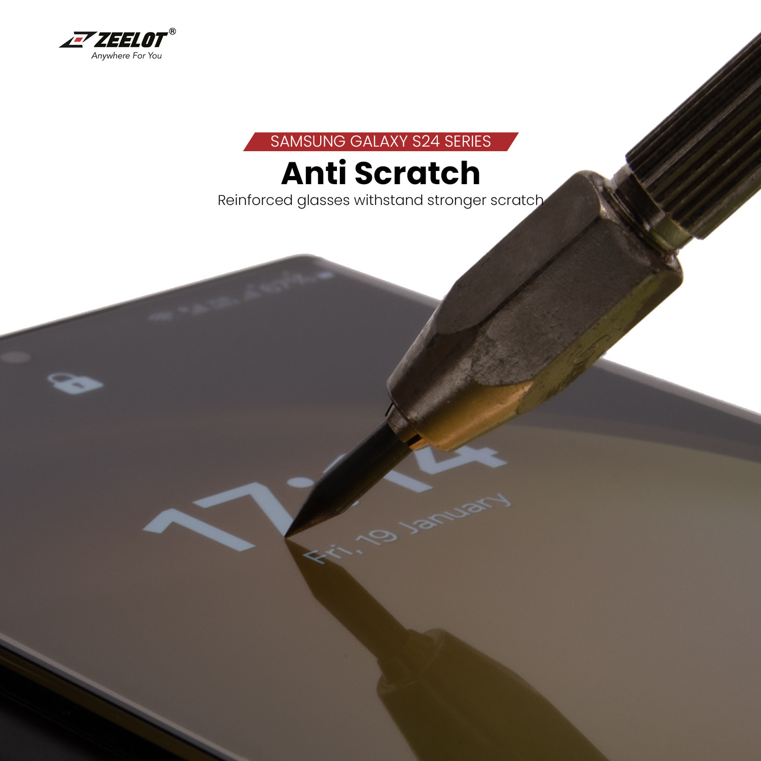 ZEELOT SOLIDsleek 2.5D Tempered Glass Screen Protector for Samsung Galaxy S24 Ultra - Clear