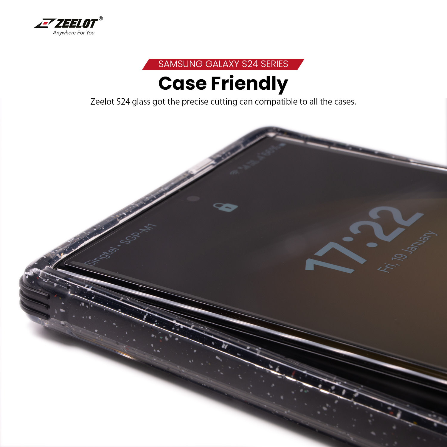 ZEELOT SOLIDsleek 2.5D Tempered Glass Screen Protector for Samsung Galaxy S24 Ultra - Clear