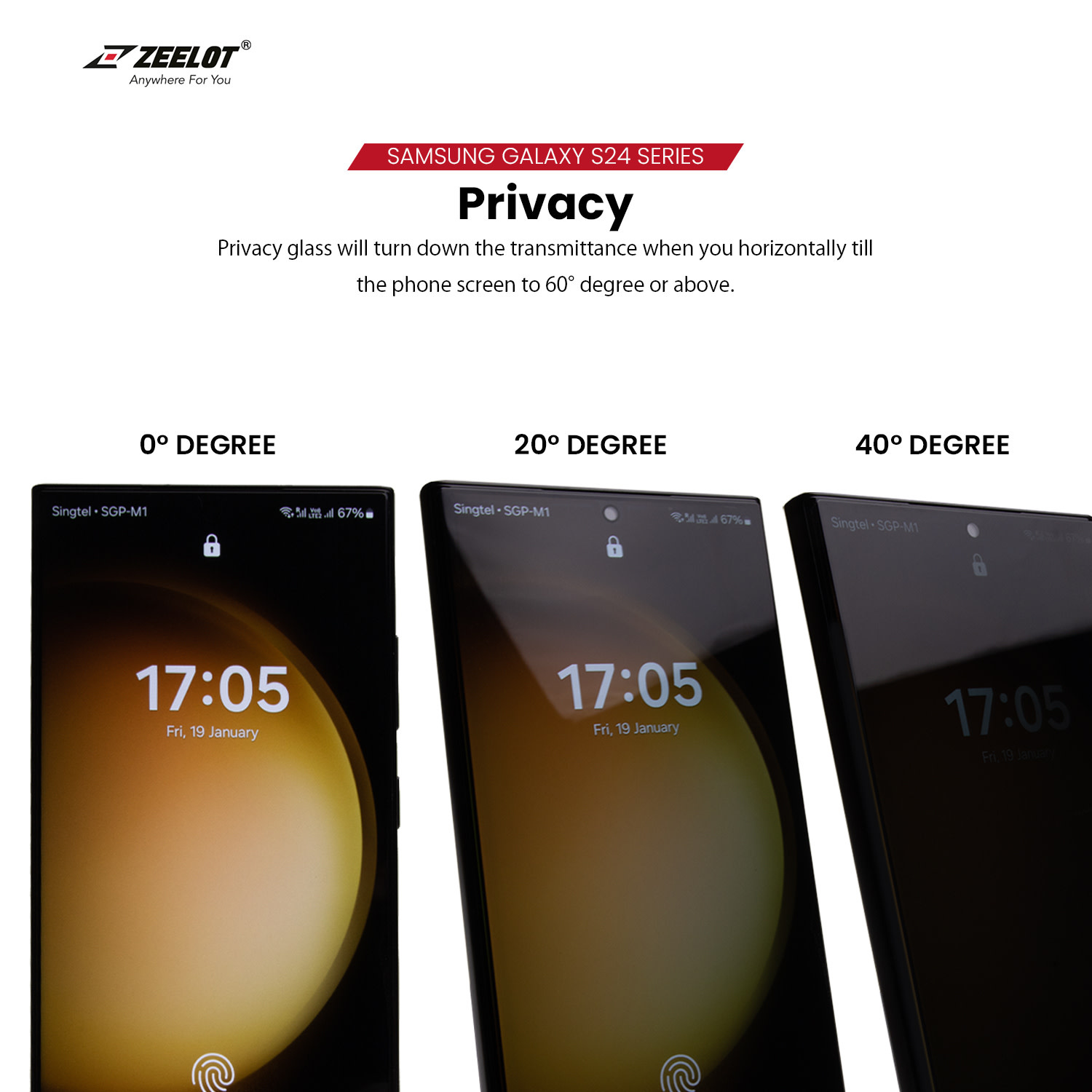 ZEELOT SOLIDsleek 2.5D Tempered Glass Screen Protector for Samsung Galaxy S24 Ultra - Clear