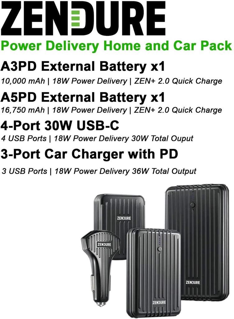 Zendure bundle Special offer A3PD / A5PD / 4PORT 30W / CAR-PD 36W Flash - Black