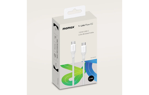 Momax Braided Cable 100W USB-C to USB-C 2m - White