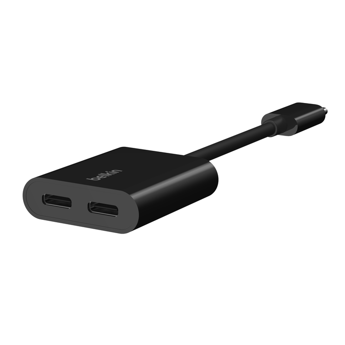 Belkin 2 Ports USB-C Audio + Charge Adapter - Black