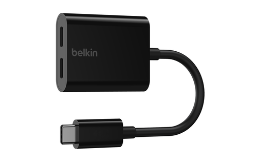 Belkin 2 Ports USB-C Audio + Charge Adapter - Black