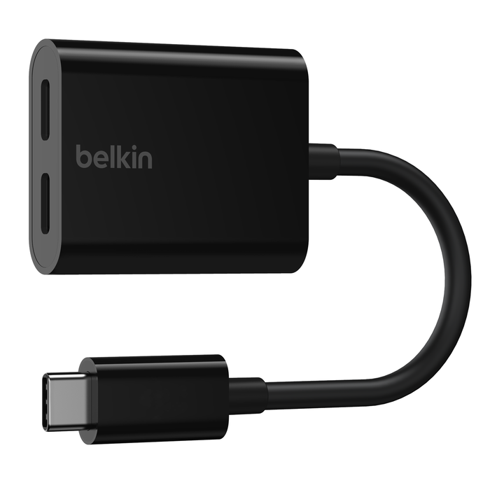 Belkin 2 Ports USB-C Audio + Charge Adapter - Black
