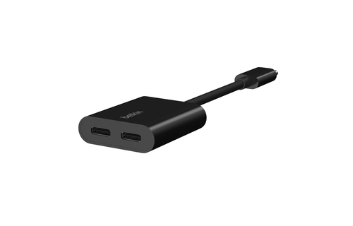 Belkin 2 Ports USB-C Audio + Charge Adapter - Black
