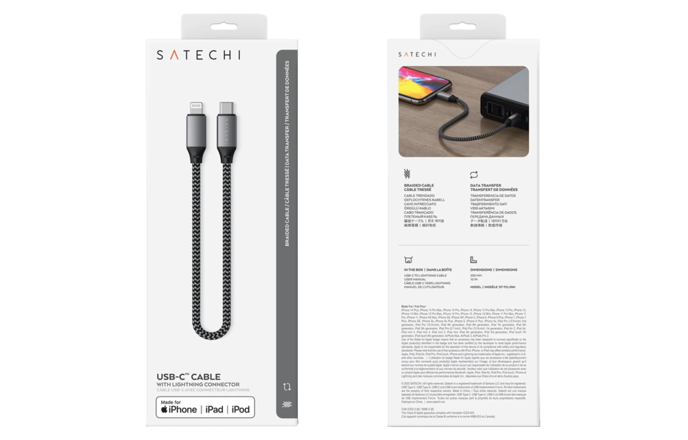 Satechi USB C to Apple Lightning Cable 10inch - Space Gray