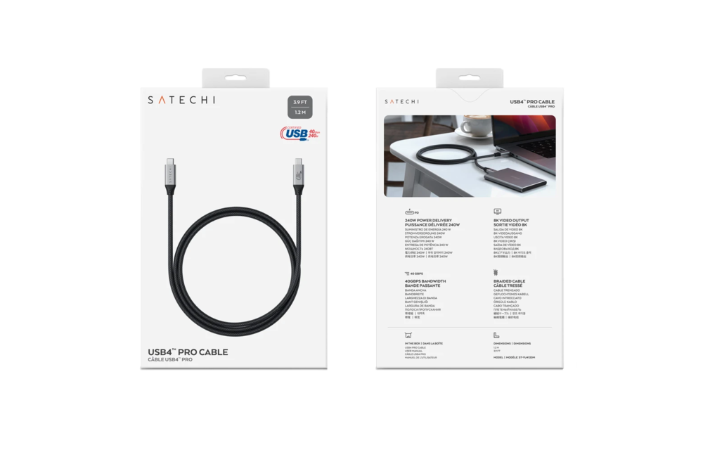 Satechi USB C 4 Pro 240W Type C Cable 1.2m - Space Gray